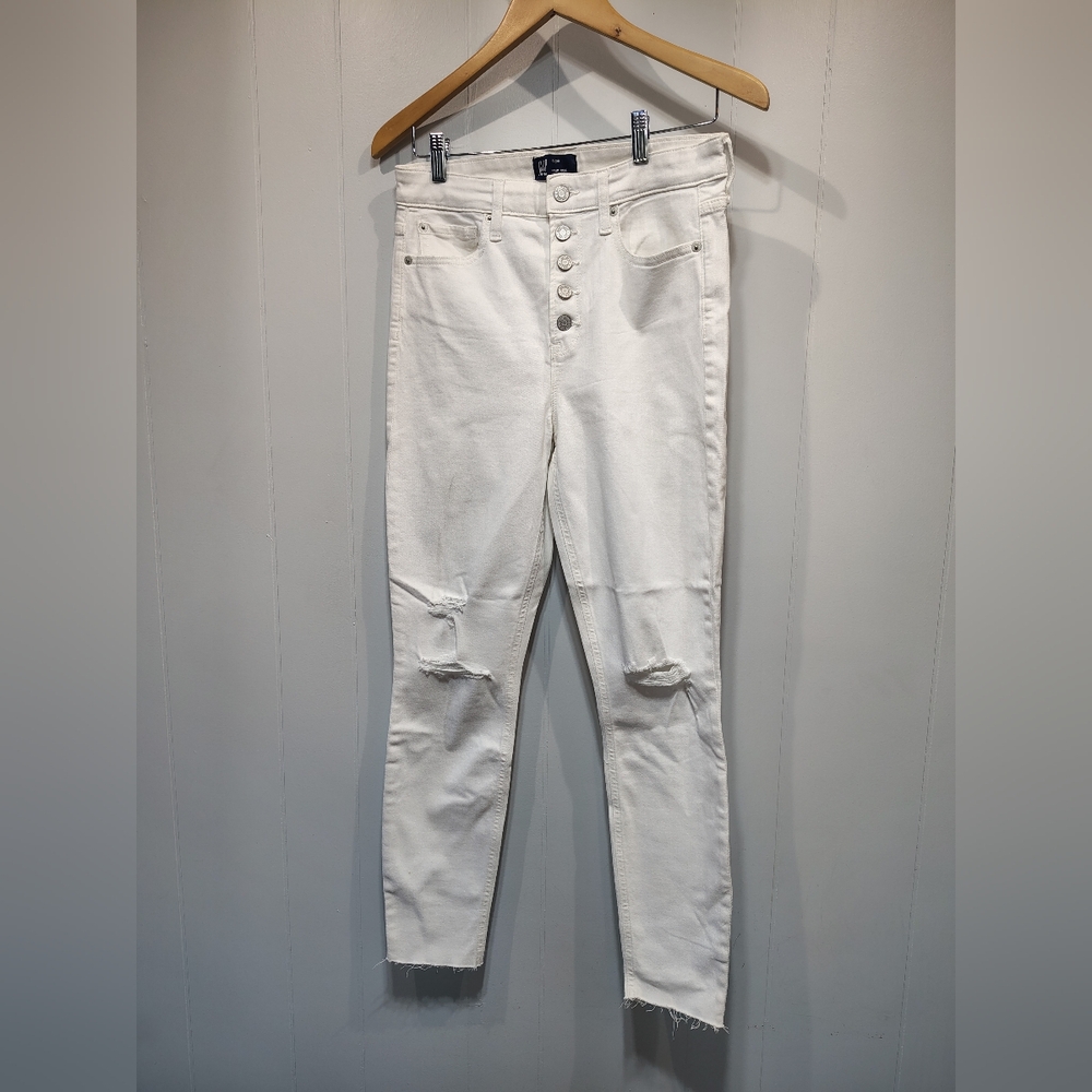 GAP‎ High Rise White Denim Legging Jeans Size 8/29R